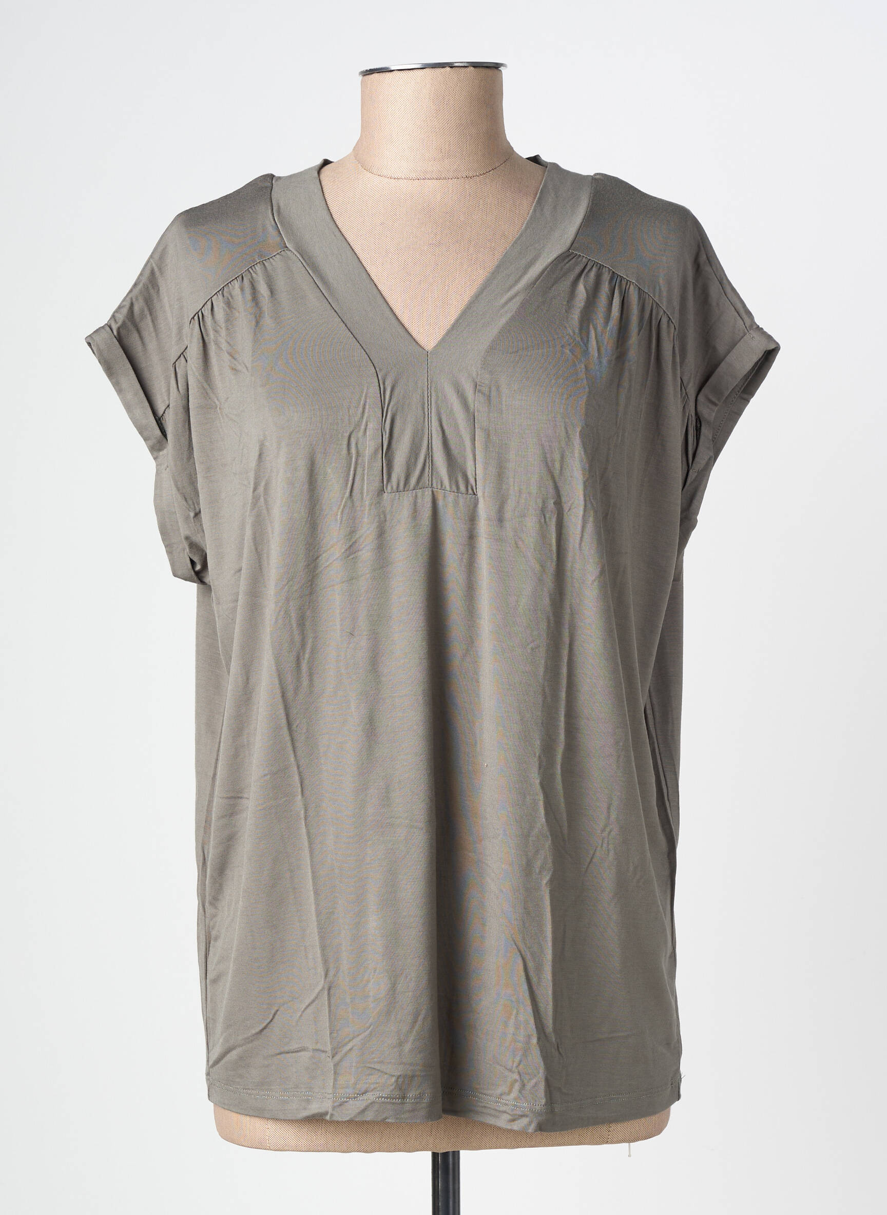 Tricou guler în v mâneci scurte verde SOYACONCEPT femeie