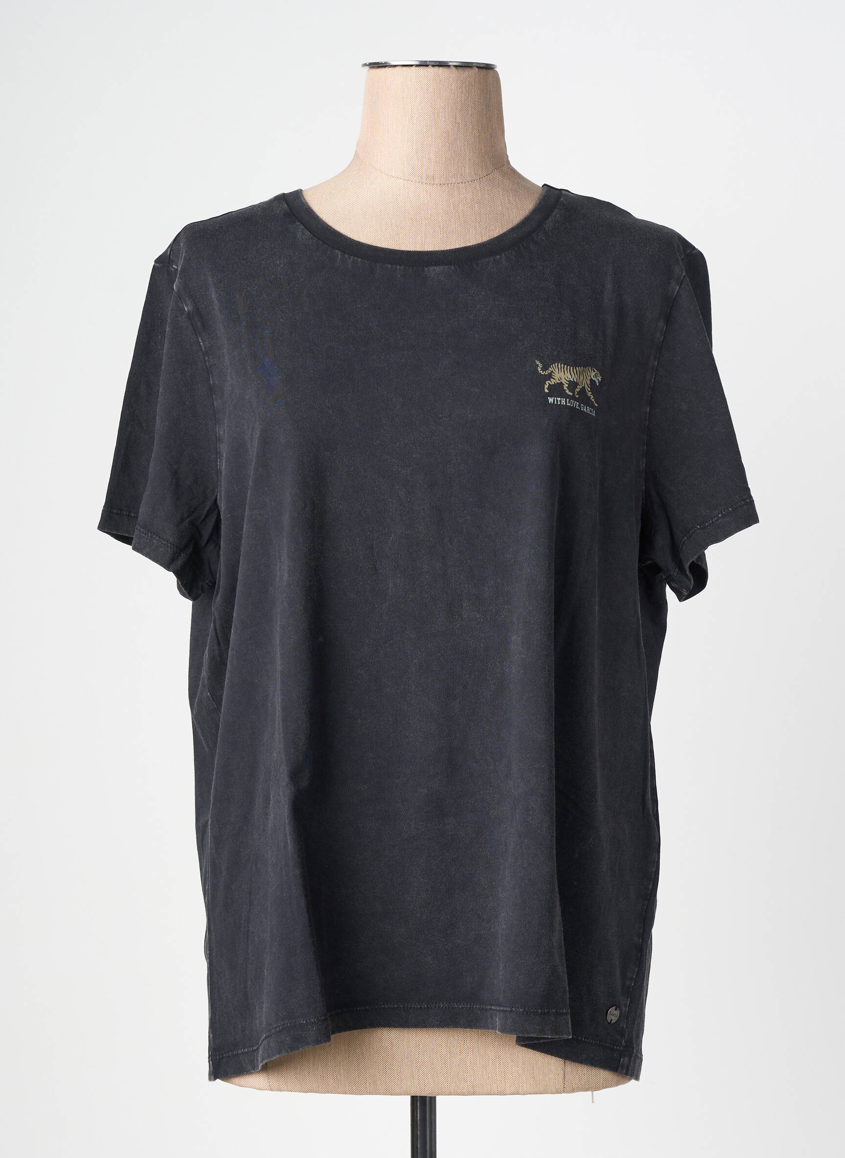 Tricou serigrafie mâneci scurte negru GARCIA femeie