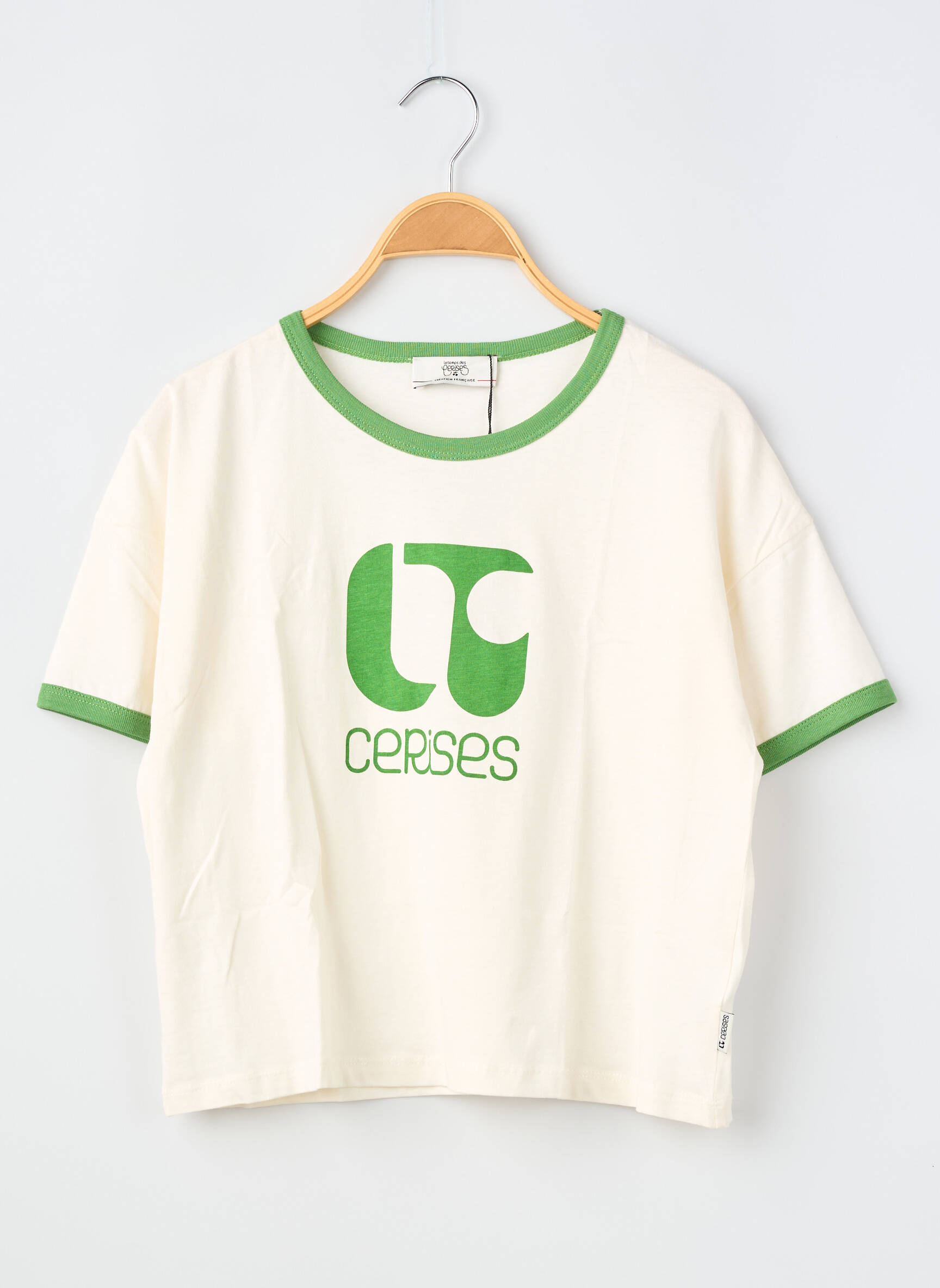Tricou elasticitate mâneci scurte verde LE TEMPS DES CERISES fată