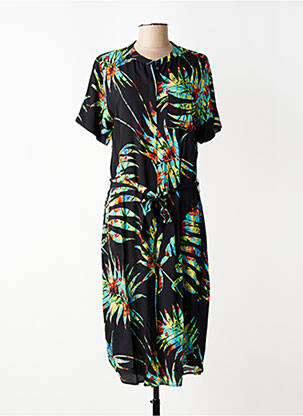 Rochie midi imprimeu fantezie mâneci scurte negru GEISHA femeie