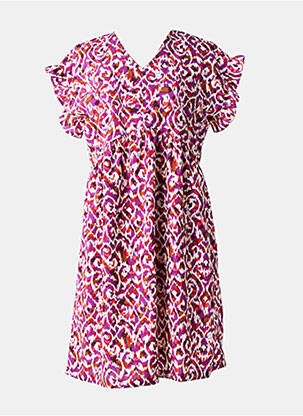 Rochie midi căptușeală mâneci scurte violet LE TEMPS DES CERISES fată