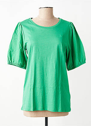 Tricou croială dreaptă mâneci scurte verde GEISHA femeie