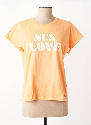 Tricou serigrafie flockată mâneci scurte portocaliu GARCIA femeie