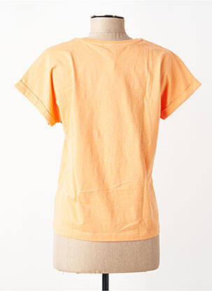 Tricou serigrafie flockată mâneci scurte portocaliu GARCIA femeie