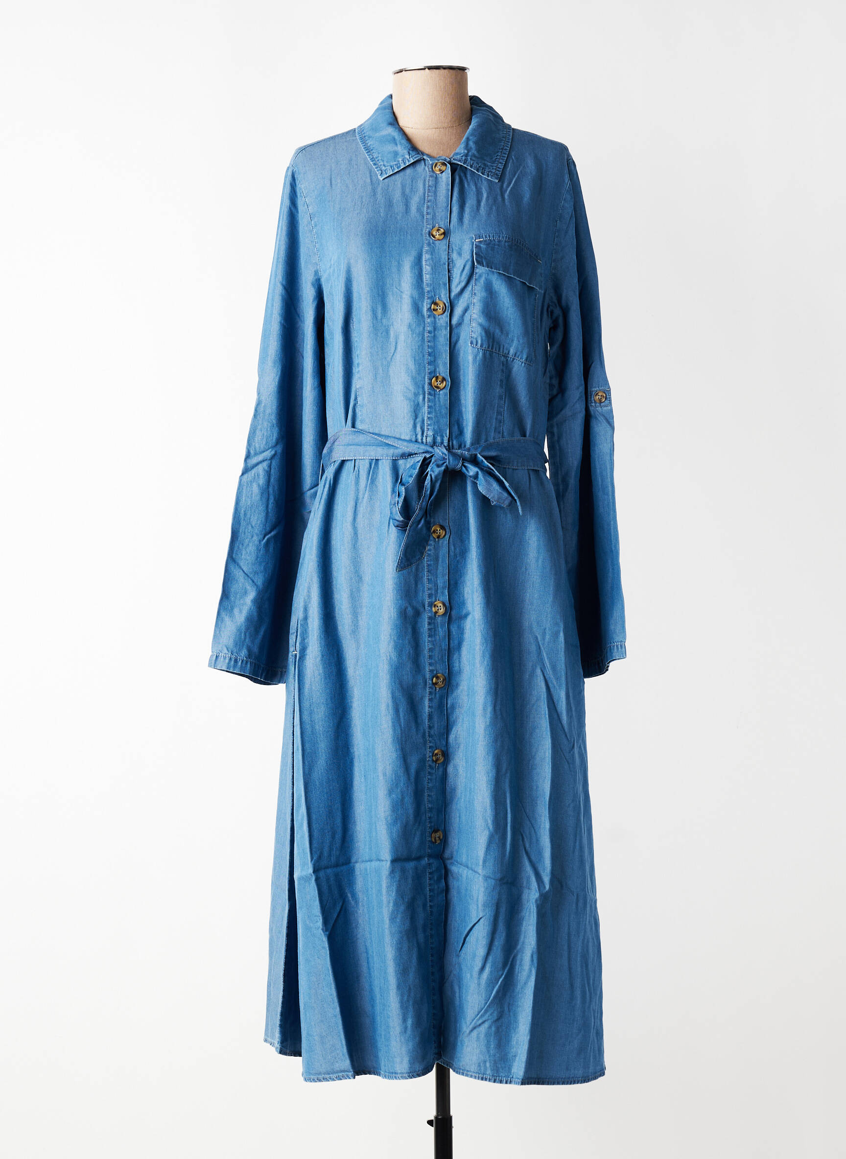 Rochie midi mâneci lungi mâneci lungi albastru GEISHA femeie
