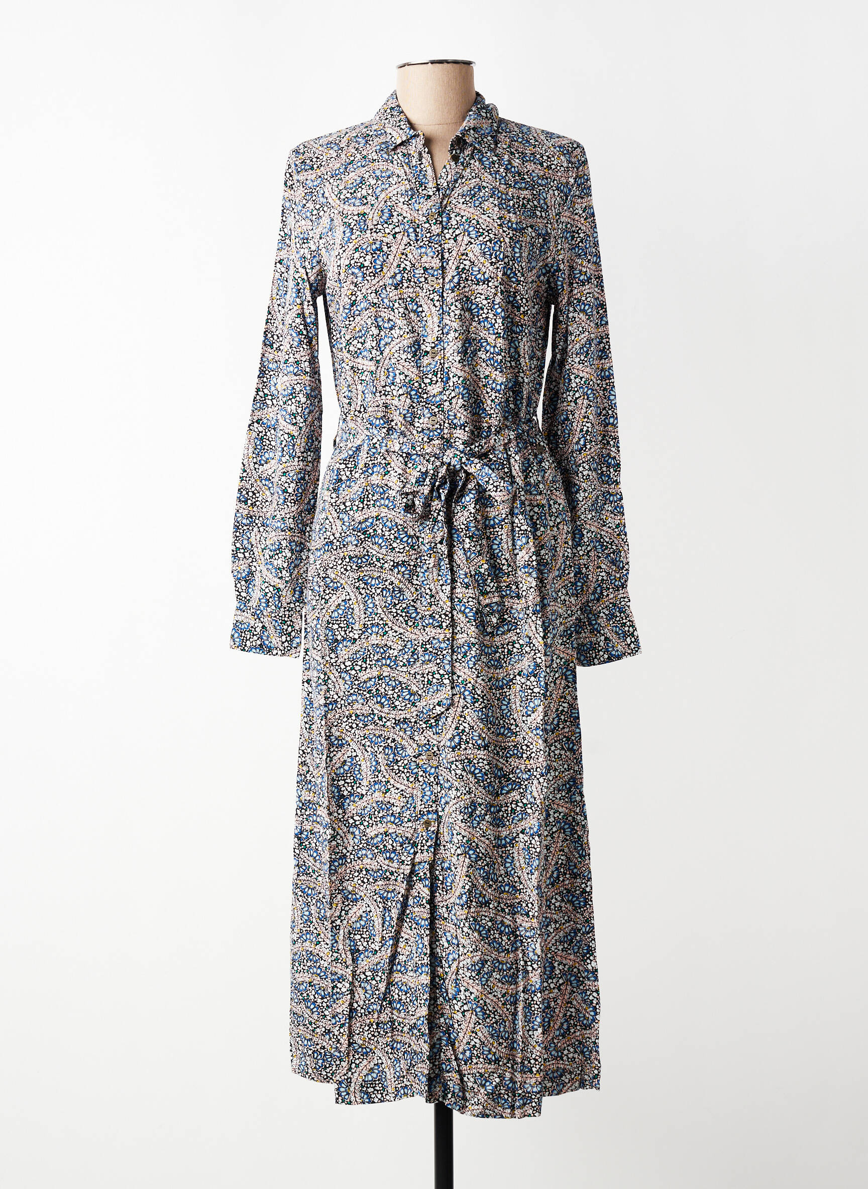 Rochie lungă mâneci lungi mâneci lungi albastru GARCIA femeie