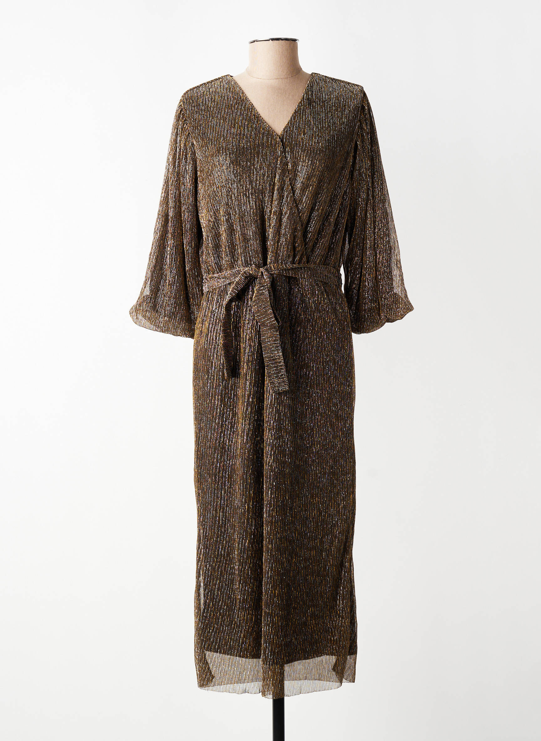 Rochie lungă croială cambrată mâneci 3/4 negru GARCIA femeie