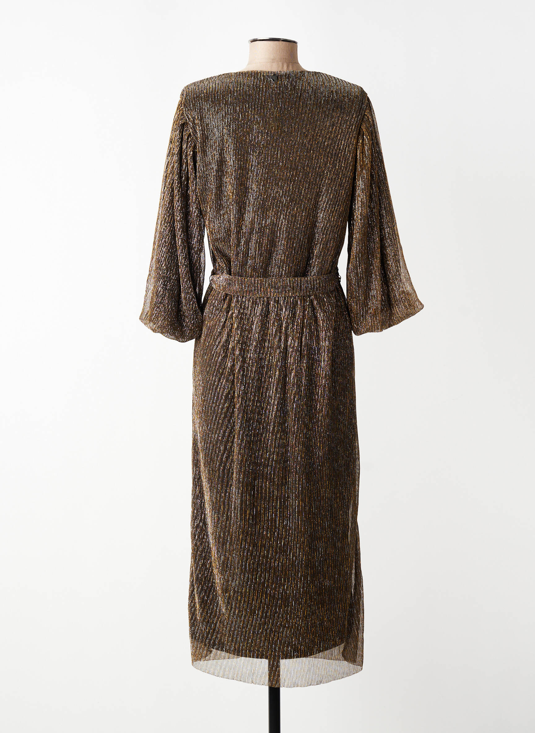 Rochie lungă croială cambrată mâneci 3/4 negru GARCIA femeie