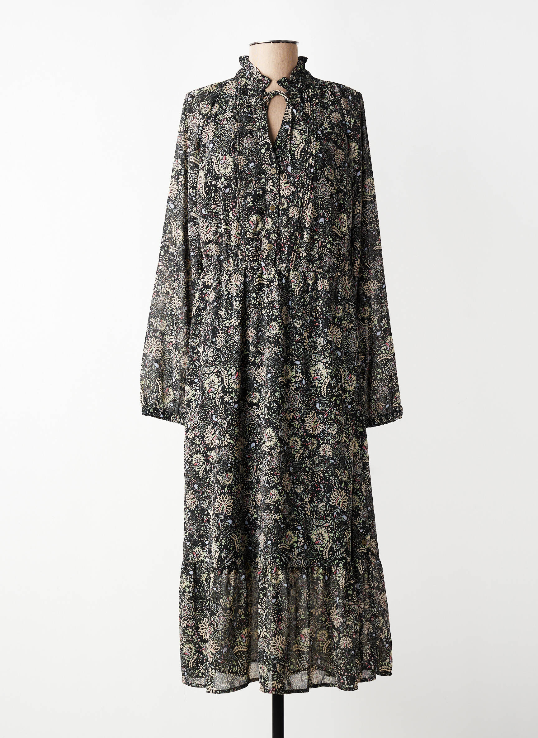Rochie lungă mâneci lungi mâneci lungi negru GARCIA femeie