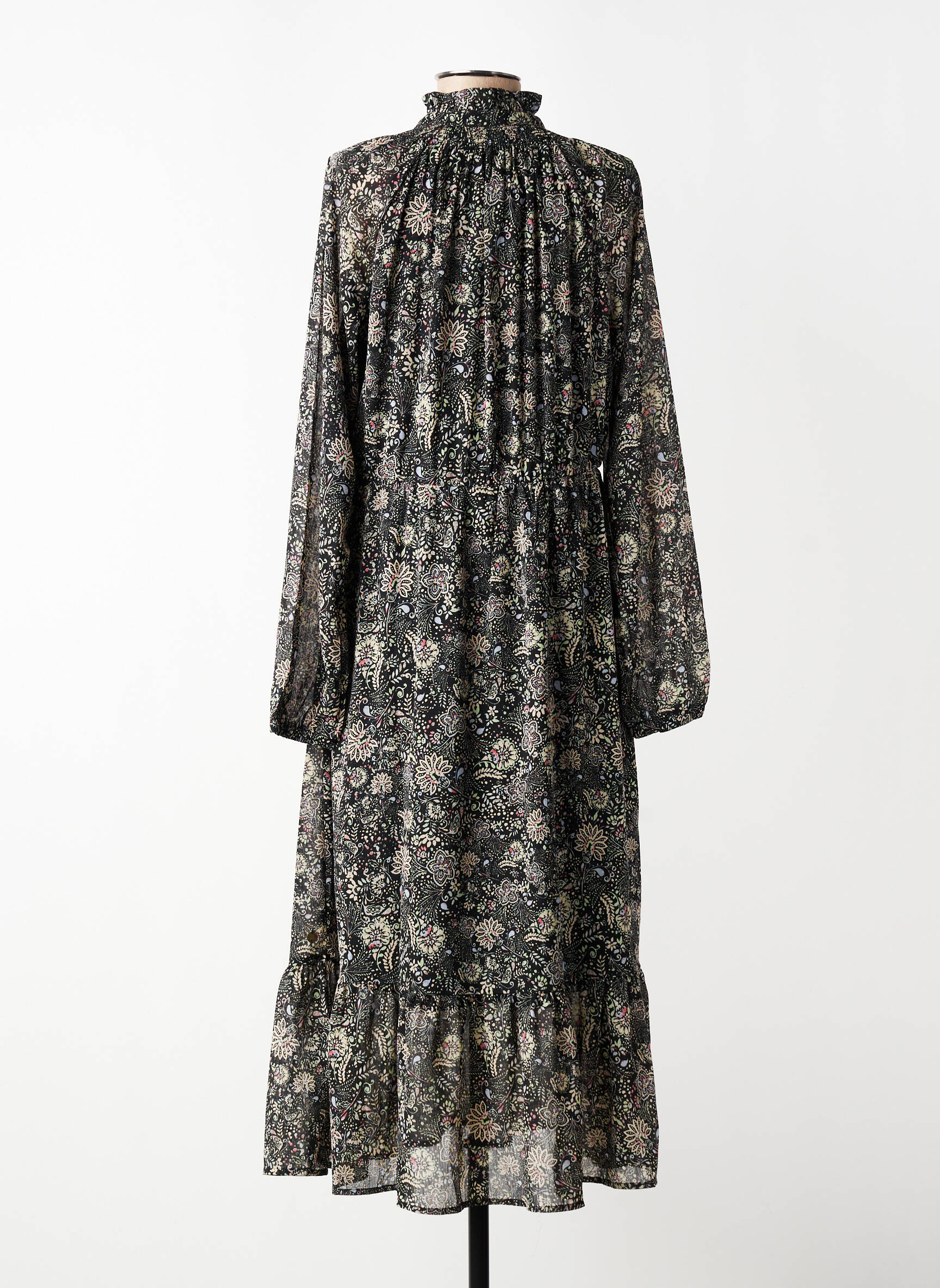Rochie lungă mâneci lungi mâneci lungi negru GARCIA femeie