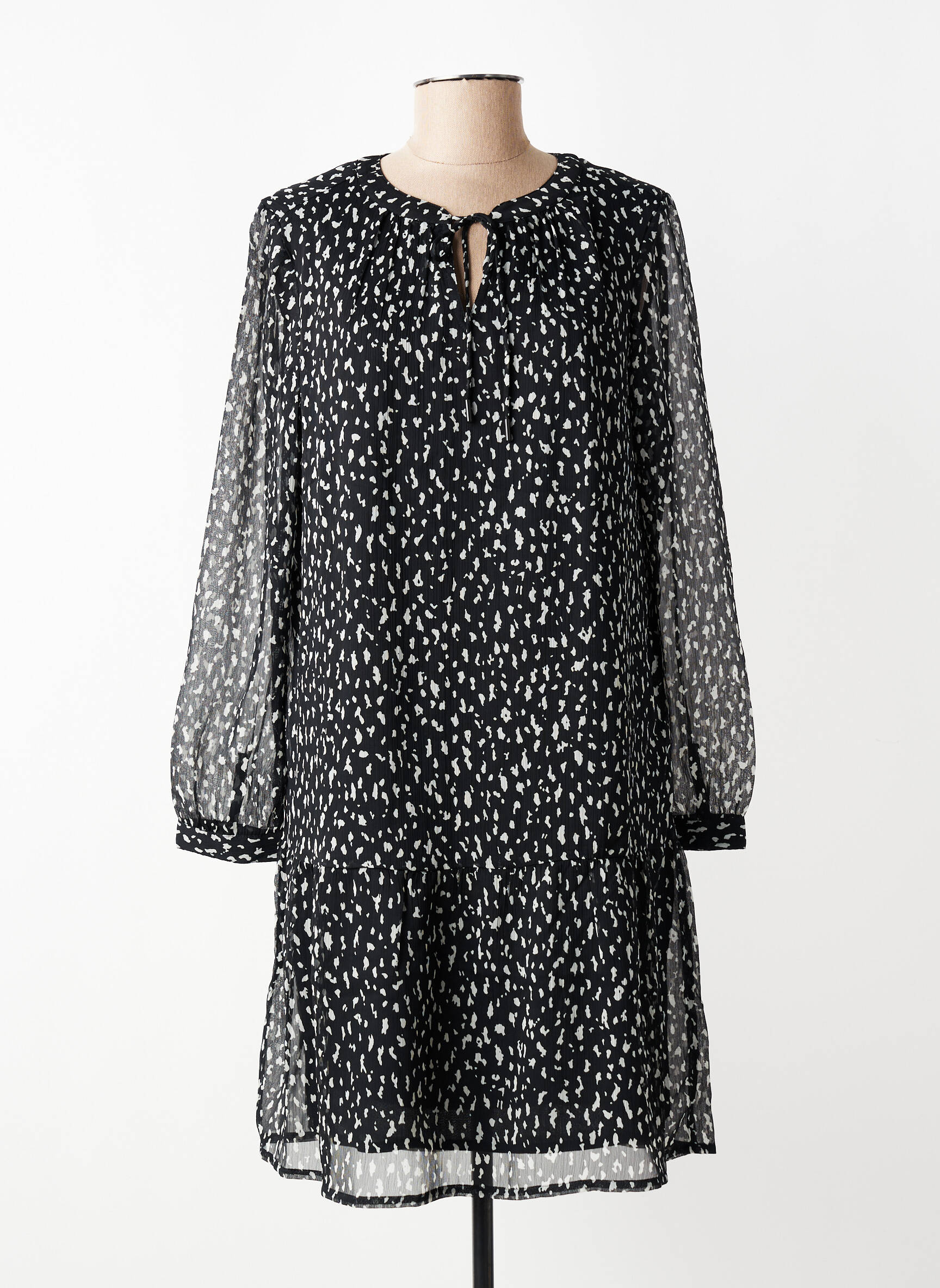 Rochie midi imprimeu fantezie mâneci lungi negru STREET ONE femeie