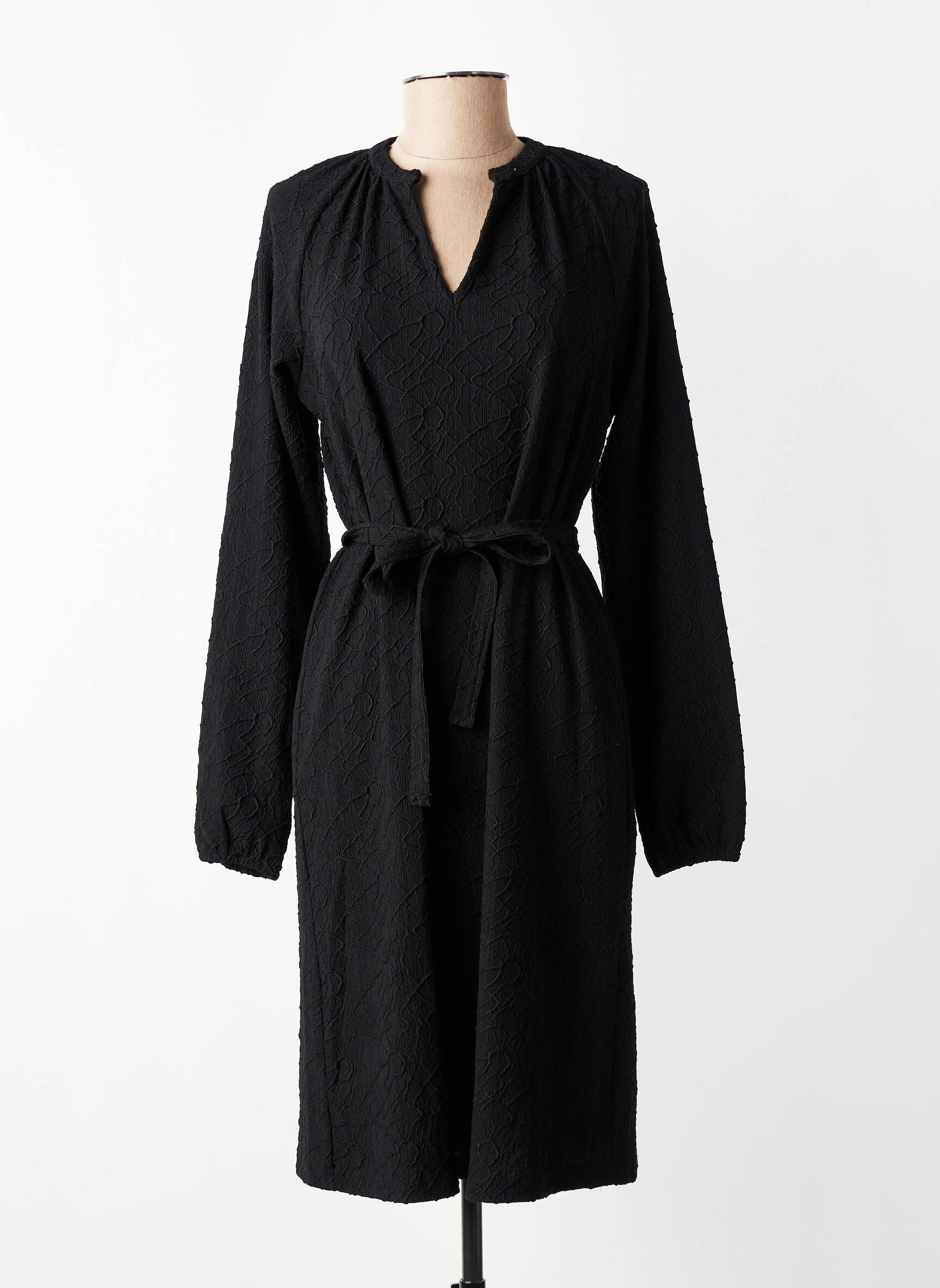 Rochie midi mâneci lungi mâneci lungi negru GEISHA femeie