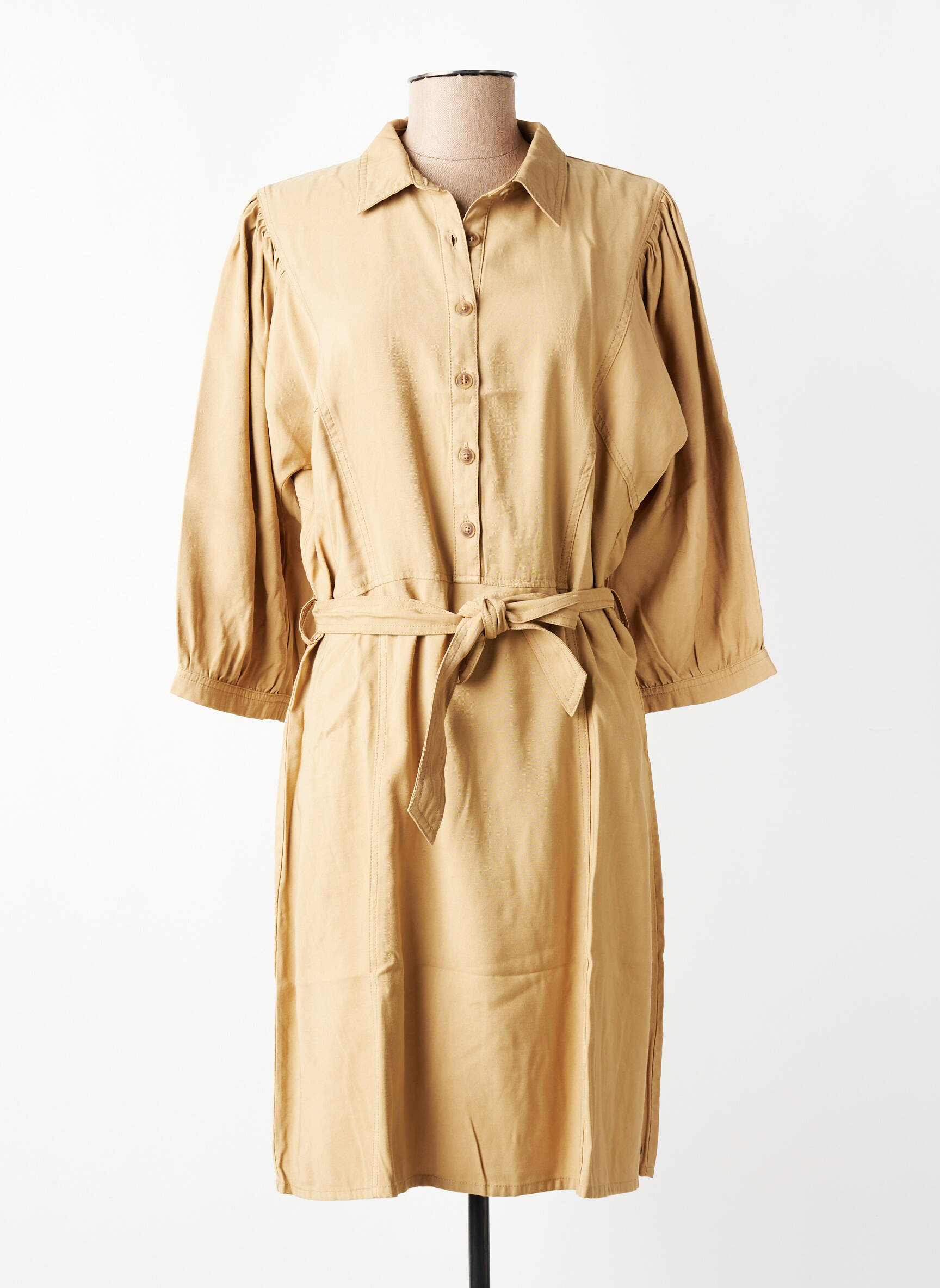 Rochie midi mâneci 3/4 mâneci 3/4 bej GARCIA femeie