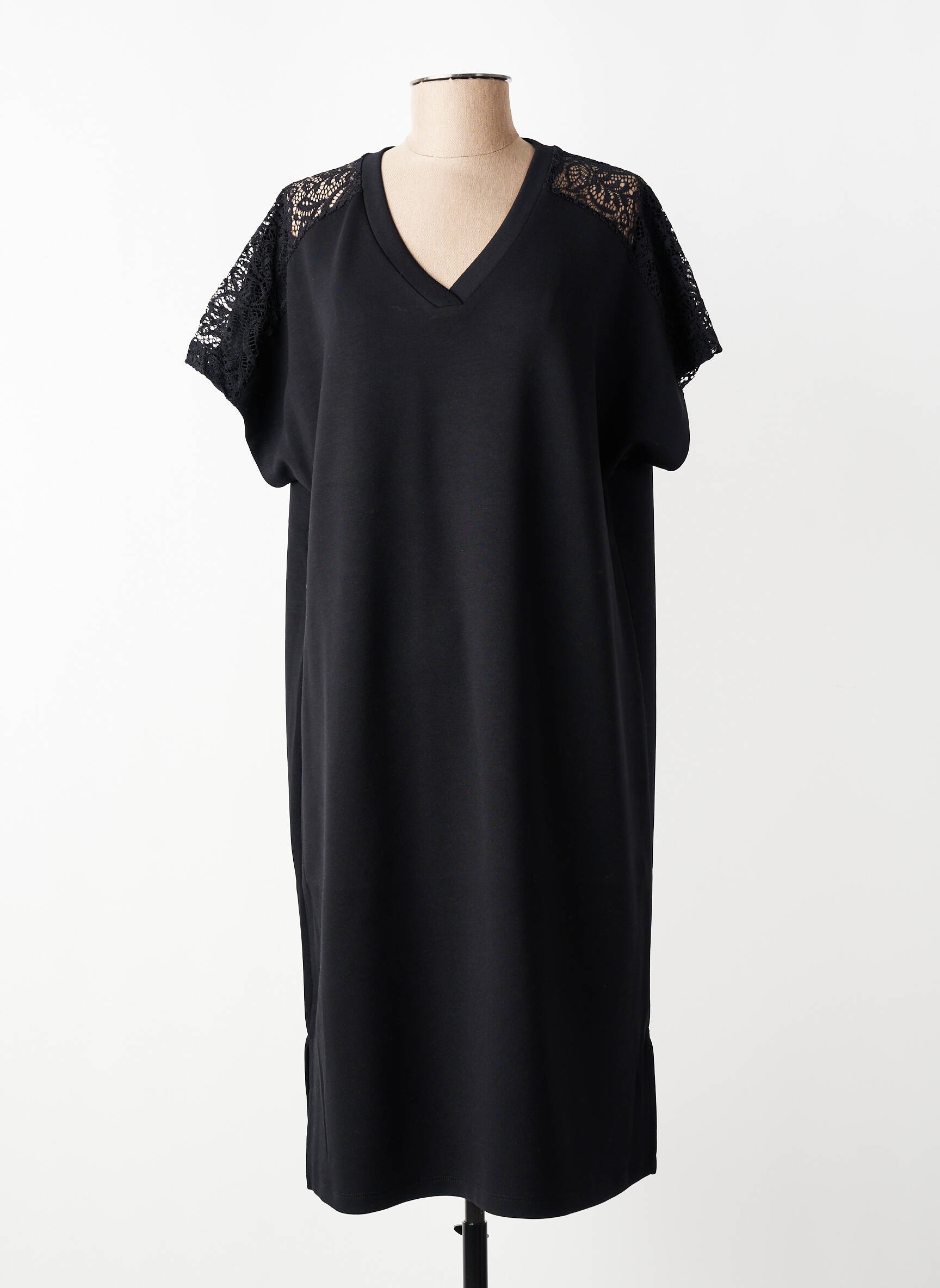 Rochie midi mâneci scurte mâneci scurte negru SOYACONCEPT femeie