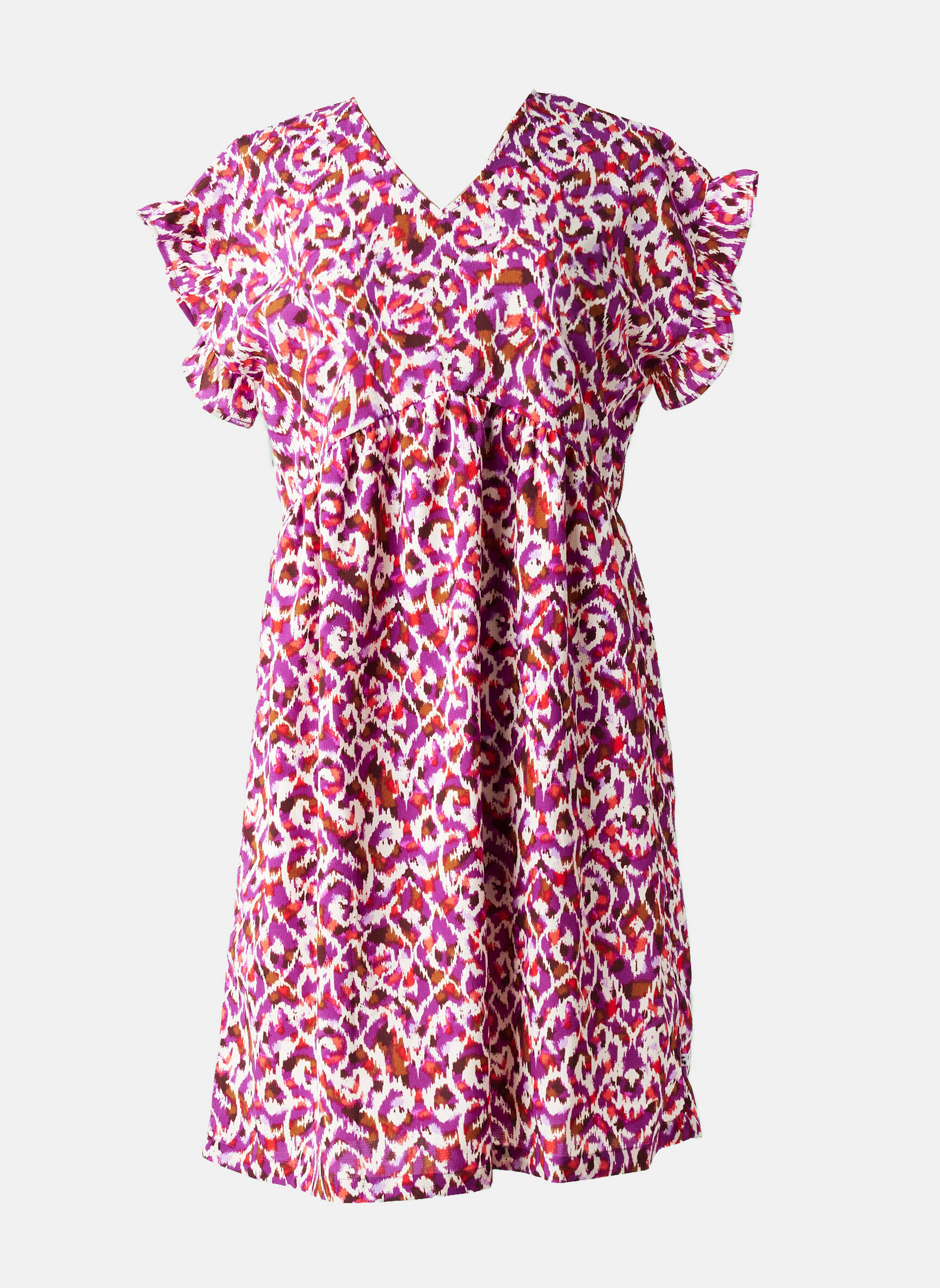 Rochie midi căptușeală mâneci scurte violet LE TEMPS DES CERISES fată