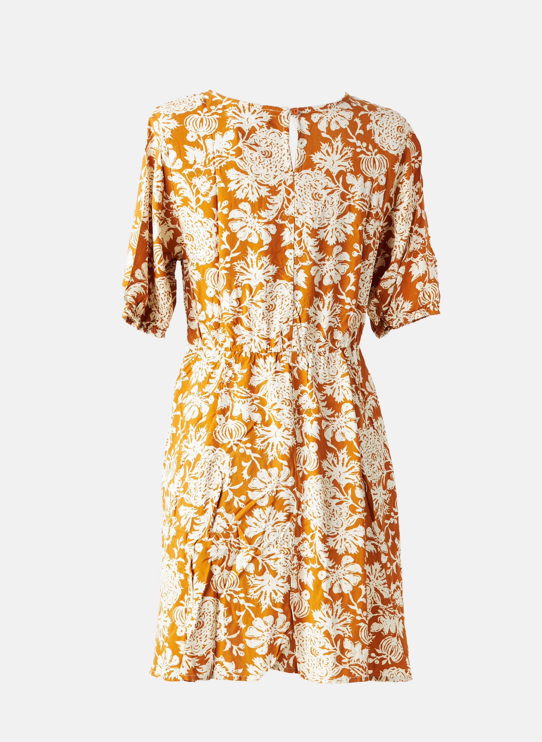 Rochie scurtă imprimeu fantezie mâneci scurte portocaliu LE TEMPS DES CERISES fată