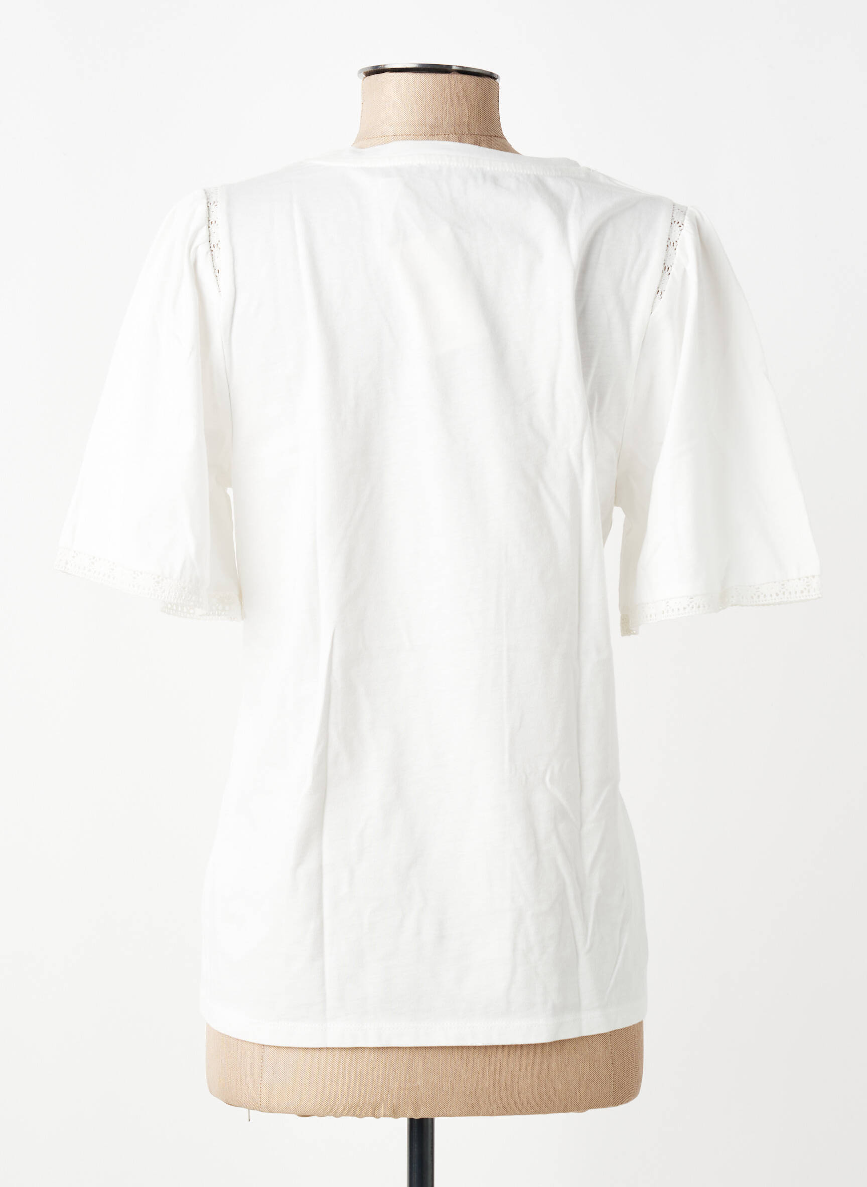 Tricou croială dreaptă mâneci scurte alb GEISHA femeie