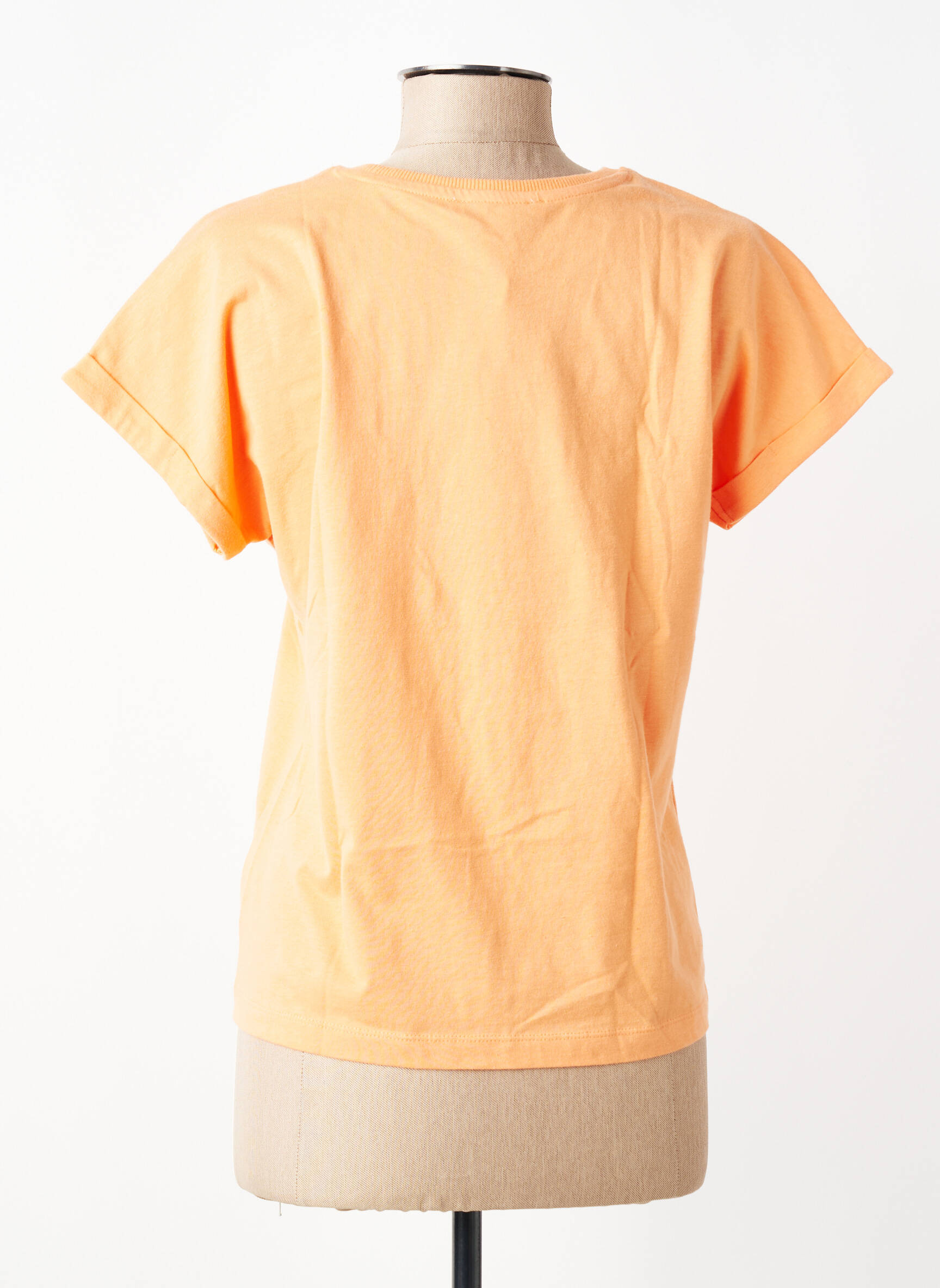 Tricou serigrafie flockată mâneci scurte portocaliu GARCIA femeie
