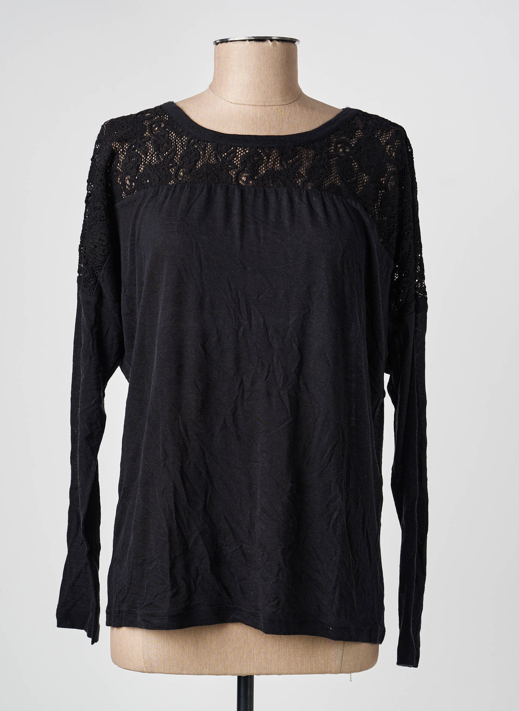 Tricou mâneci lungi mâneci lungi negru UN . C TOUT femeie