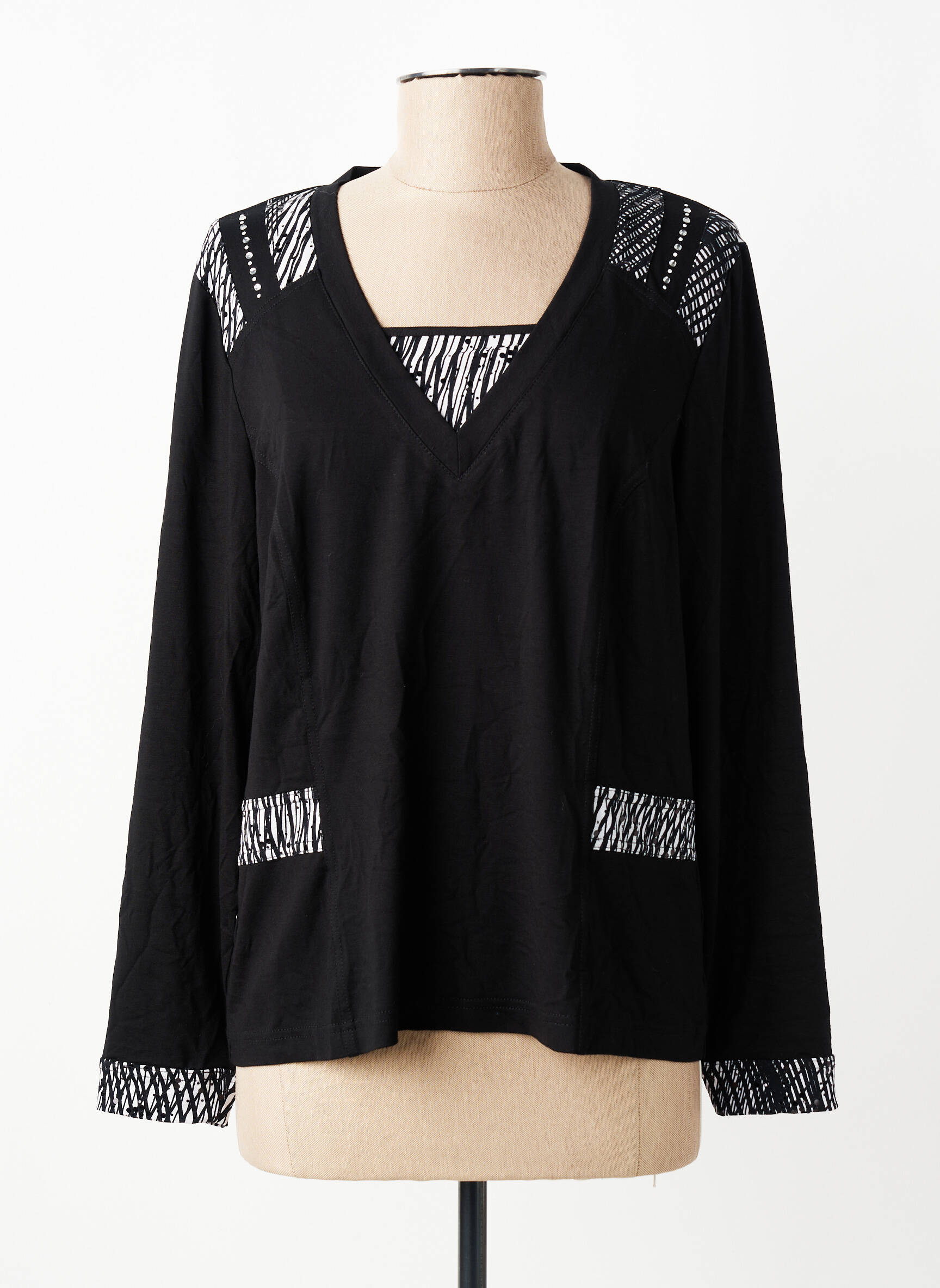 Tricou mâneci lungi mâneci lungi negru PAUPORTÉ femeie