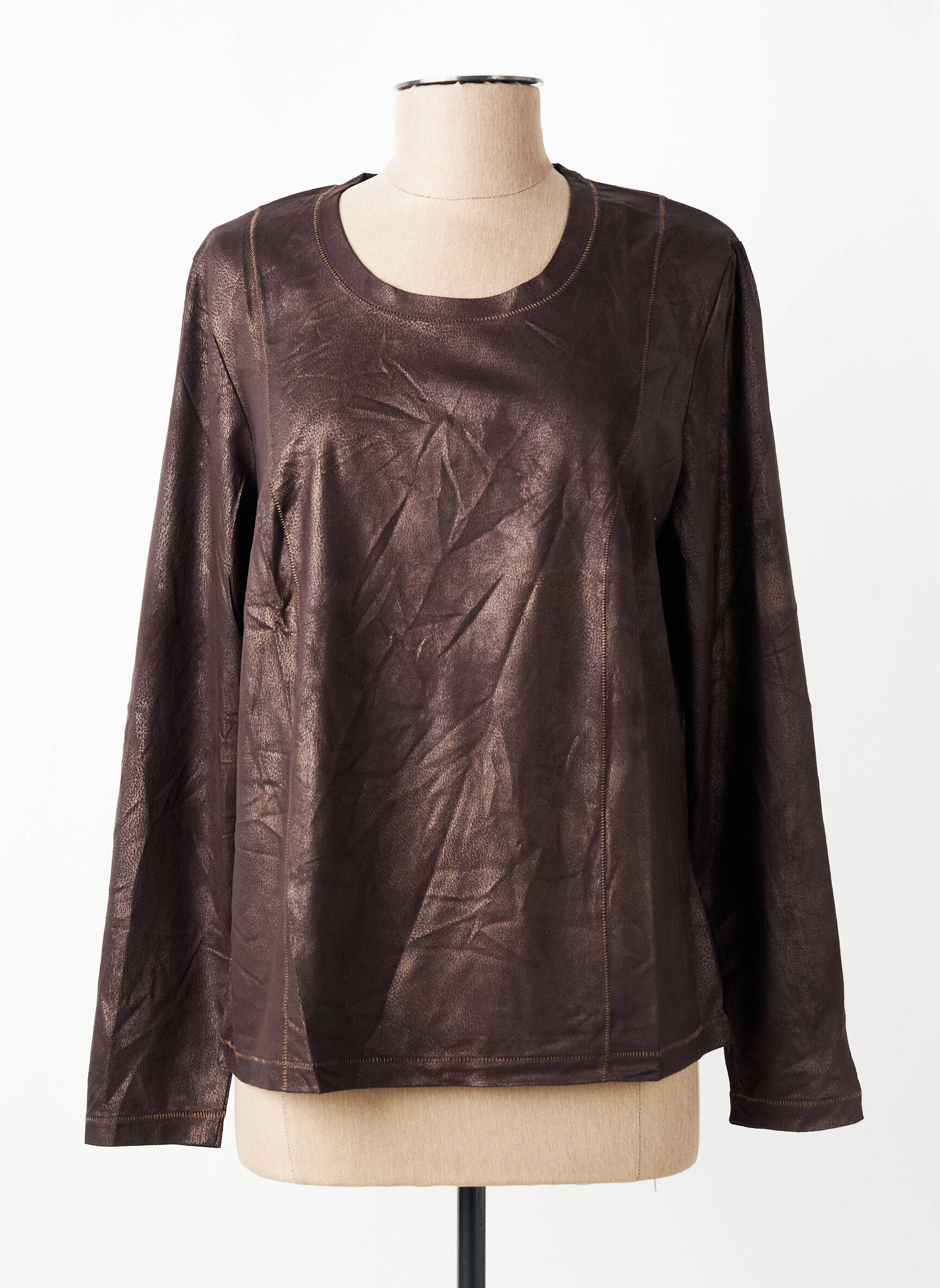 Tricou mâneci lungi mâneci lungi maro PAUPORTÉ femeie