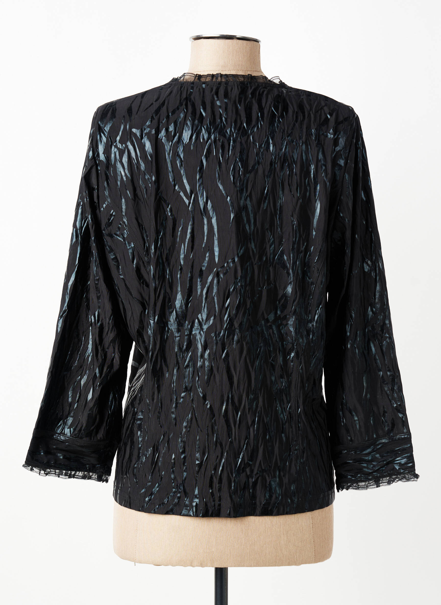 Top elasticitate mâneci lungi negru PAUPORTÉ femeie