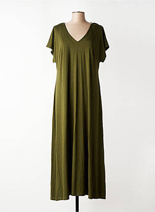 Rochie lungă mâneci scurte mâneci scurte verde MAT. femeie