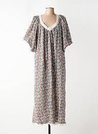 Rochie lungă țesătură poplin mâneci scurte maro CHICOSOLEIL femeie