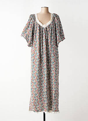 Rochie lungă țesătură poplin mâneci scurte maro CHICOSOLEIL femeie