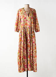 Rochie lungă țesătură poplin mâneci 3/4 bej CHICOSOLEIL femeie
