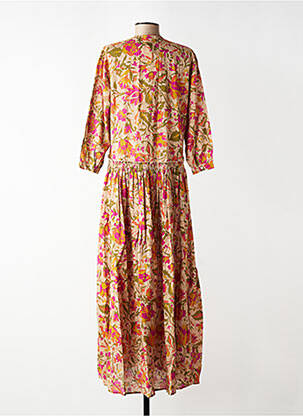Rochie lungă țesătură poplin mâneci 3/4 bej CHICOSOLEIL femeie