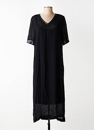 Rochie lungă mâneci scurte mâneci scurte negru QUÉ femeie