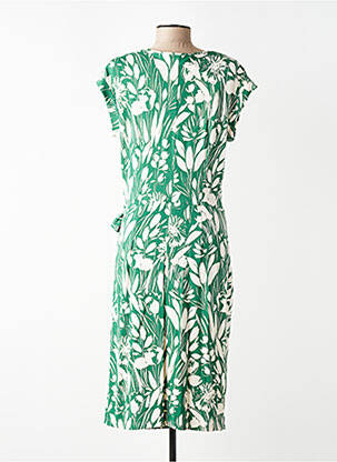 Rochie midi imprimeu floral mâneci scurte verde ALEXANDER & JACOB femeie