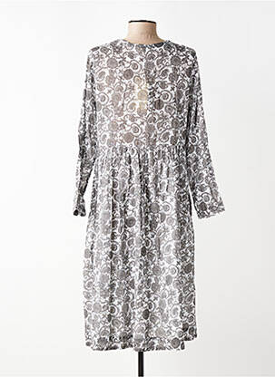 Rochie midi imprimeu floral mâneci lungi gri CHICOSOLEIL femeie