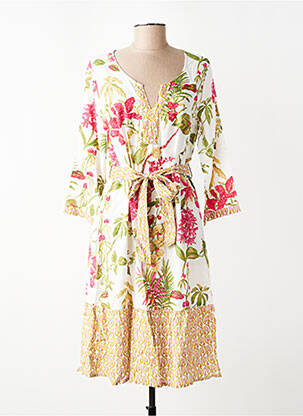 Rochie midi imprimeu floral mâneci 3/4 bej AGATHE & LOUISE femeie