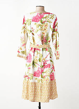 Rochie midi imprimeu floral mâneci 3/4 bej AGATHE & LOUISE femeie