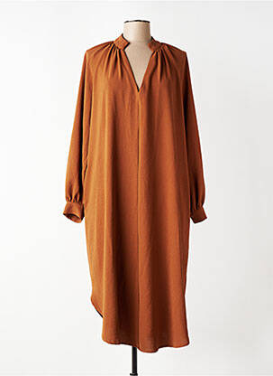 Rochie midi croială fluidă mâneci lungi maro MAT. femeie
