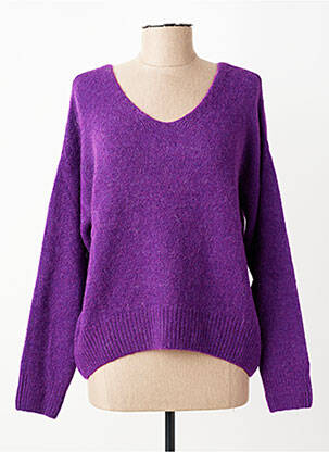 Pulover croială dreaptă mâneci lungi violet CHANCE femeie
