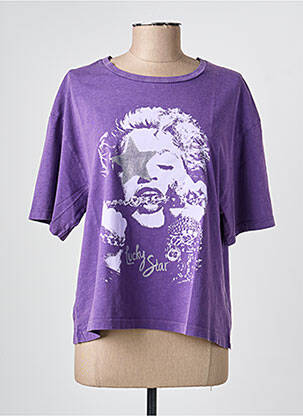 Tricou serigrafie mâneci scurte violet NINE TEES femeie