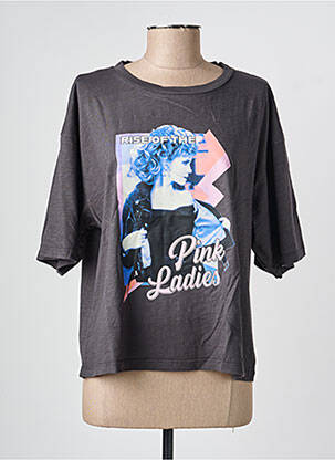 Tricou serigrafie mâneci scurte gri NINE TEES femeie