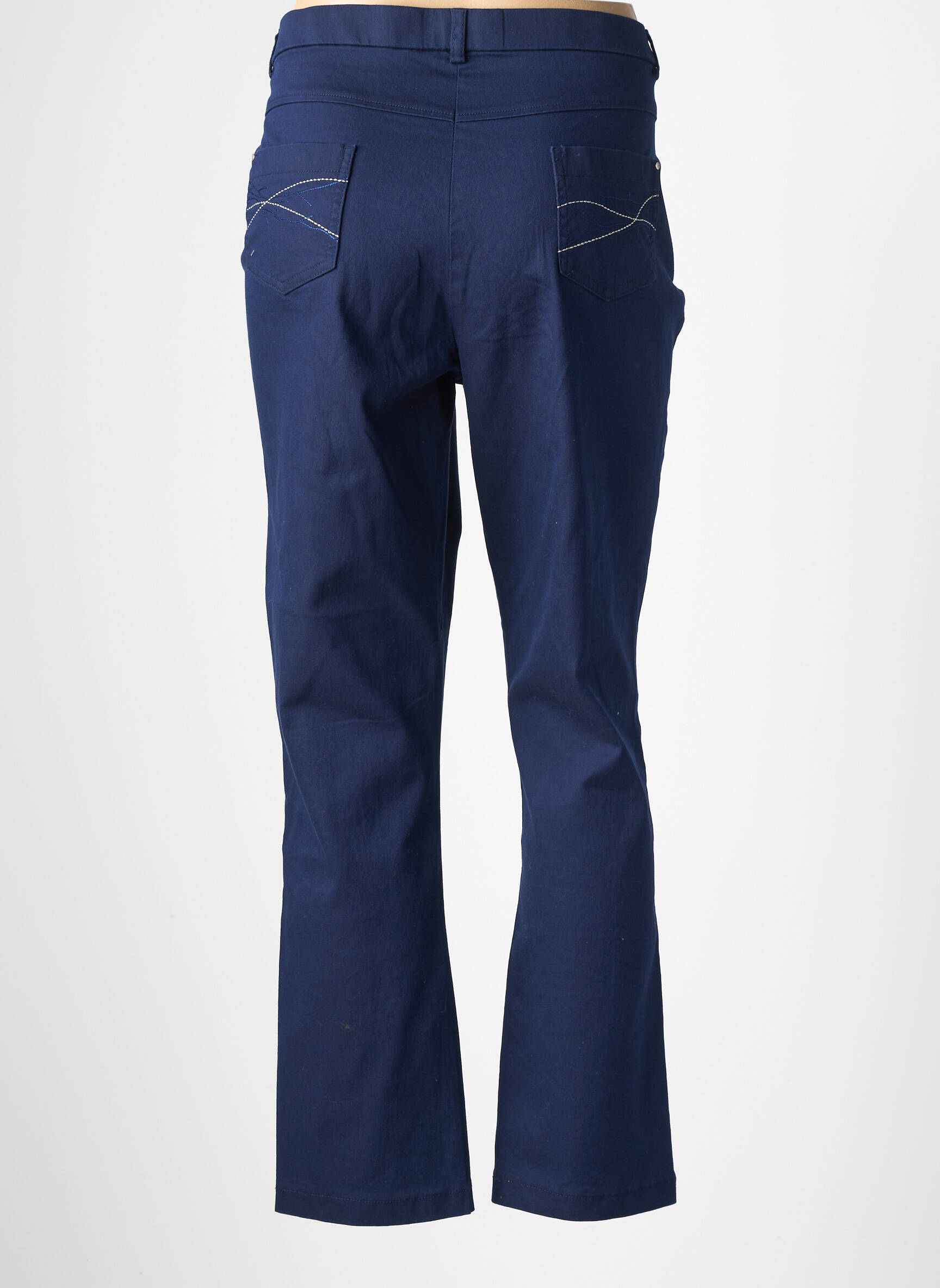 Pantalon slim țesătură poplin mărime normală albastru CHRISTINE LAURE femeie