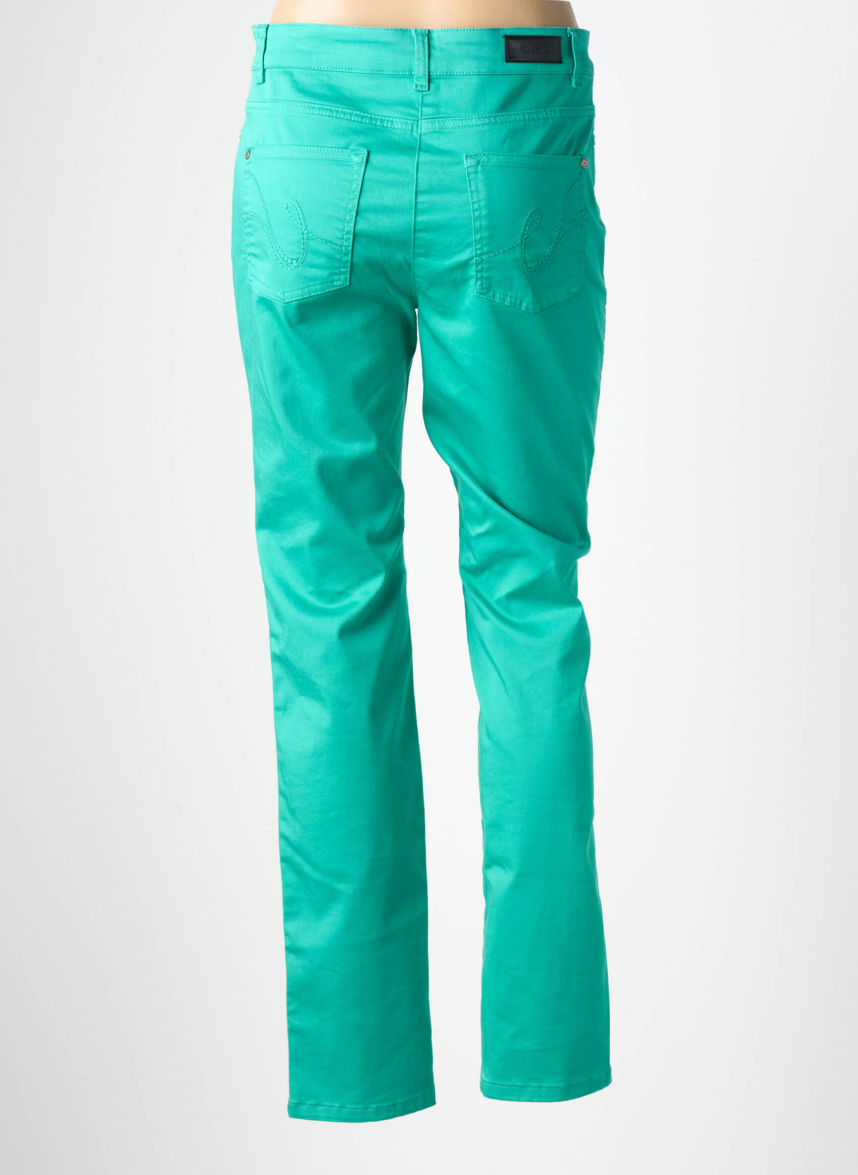 Pantalon slim țesătură poplin mărime normală verde OLSEN femeie