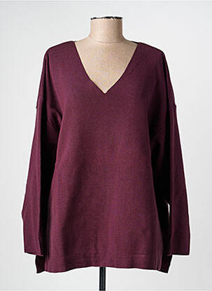 Pulover guler în v mâneci lungi violet MAT. femeie