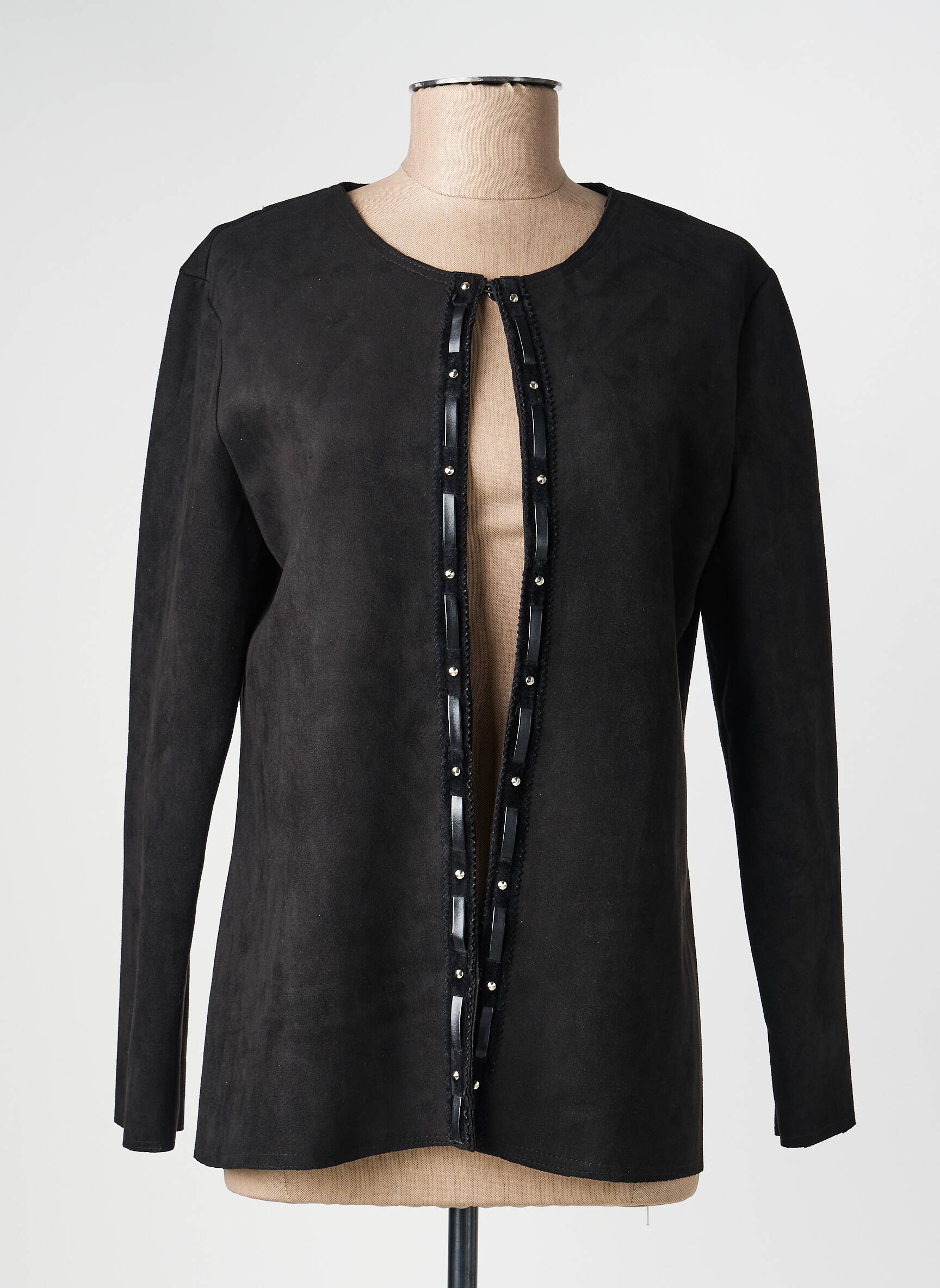 Jachete casual guler rotund negru 100 % FEMININ PARIS femeie
