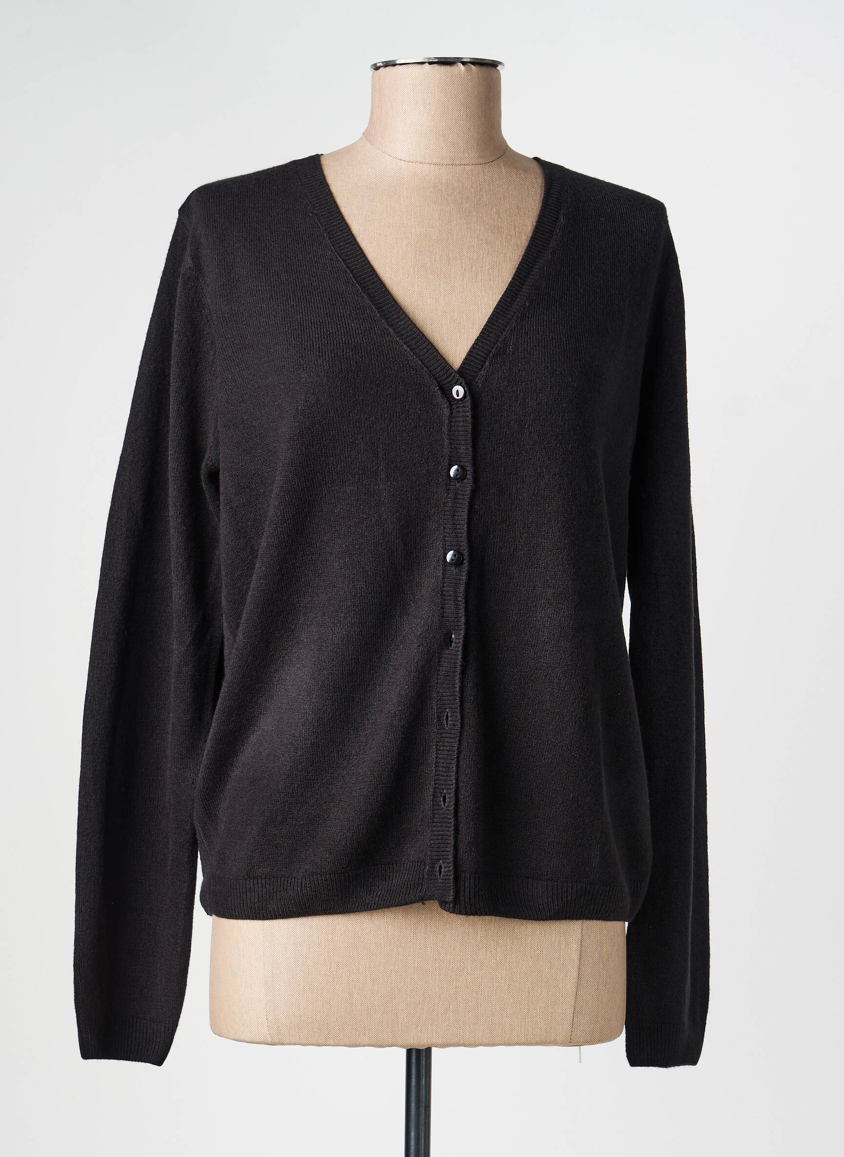 Vestă cu mâneci lungi croială cambrată negru CASHMERE femeie
