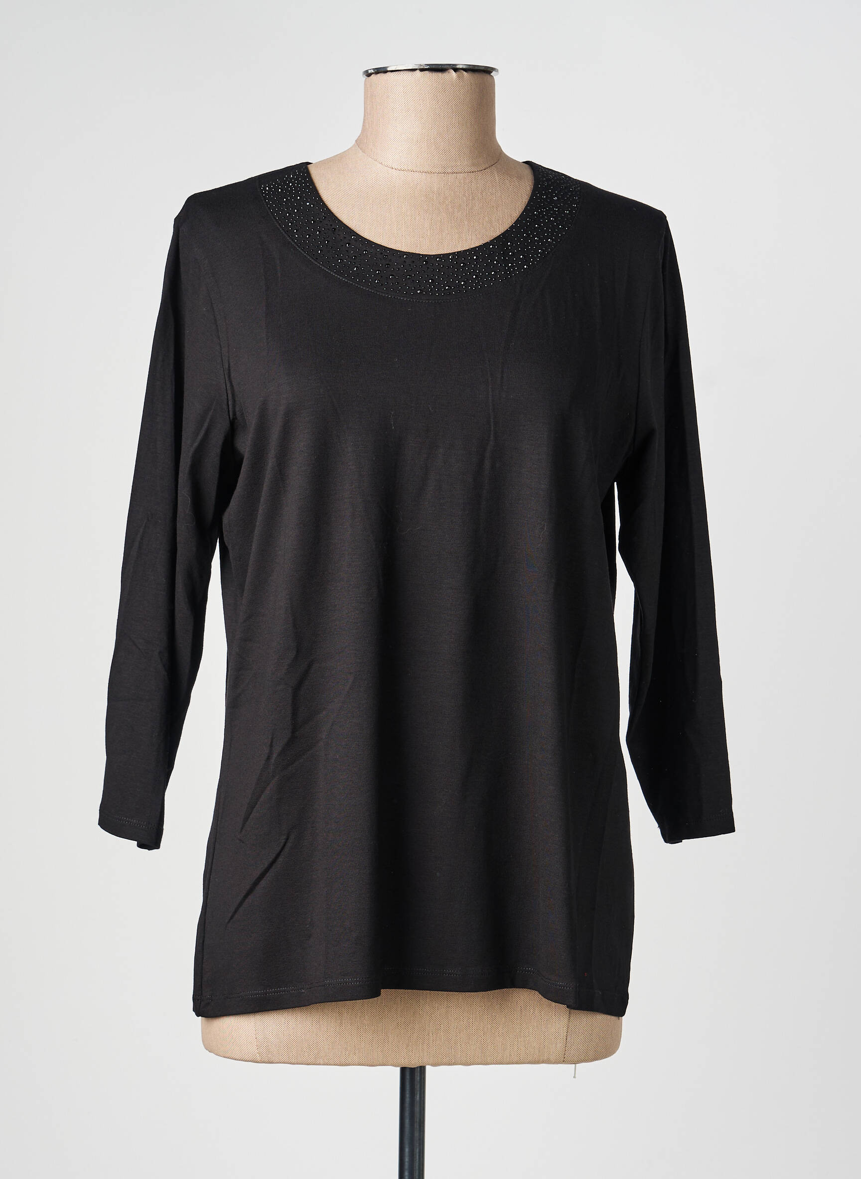 Top croială cambrată mâneci lungi negru GABRIELLA femeie