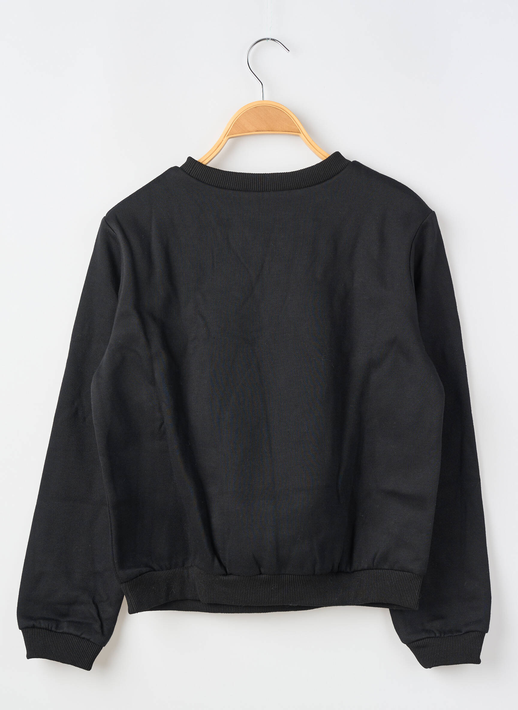 Hanorac broderie cu paiete mâneci lungi negru MOLLY BRACKEN fată