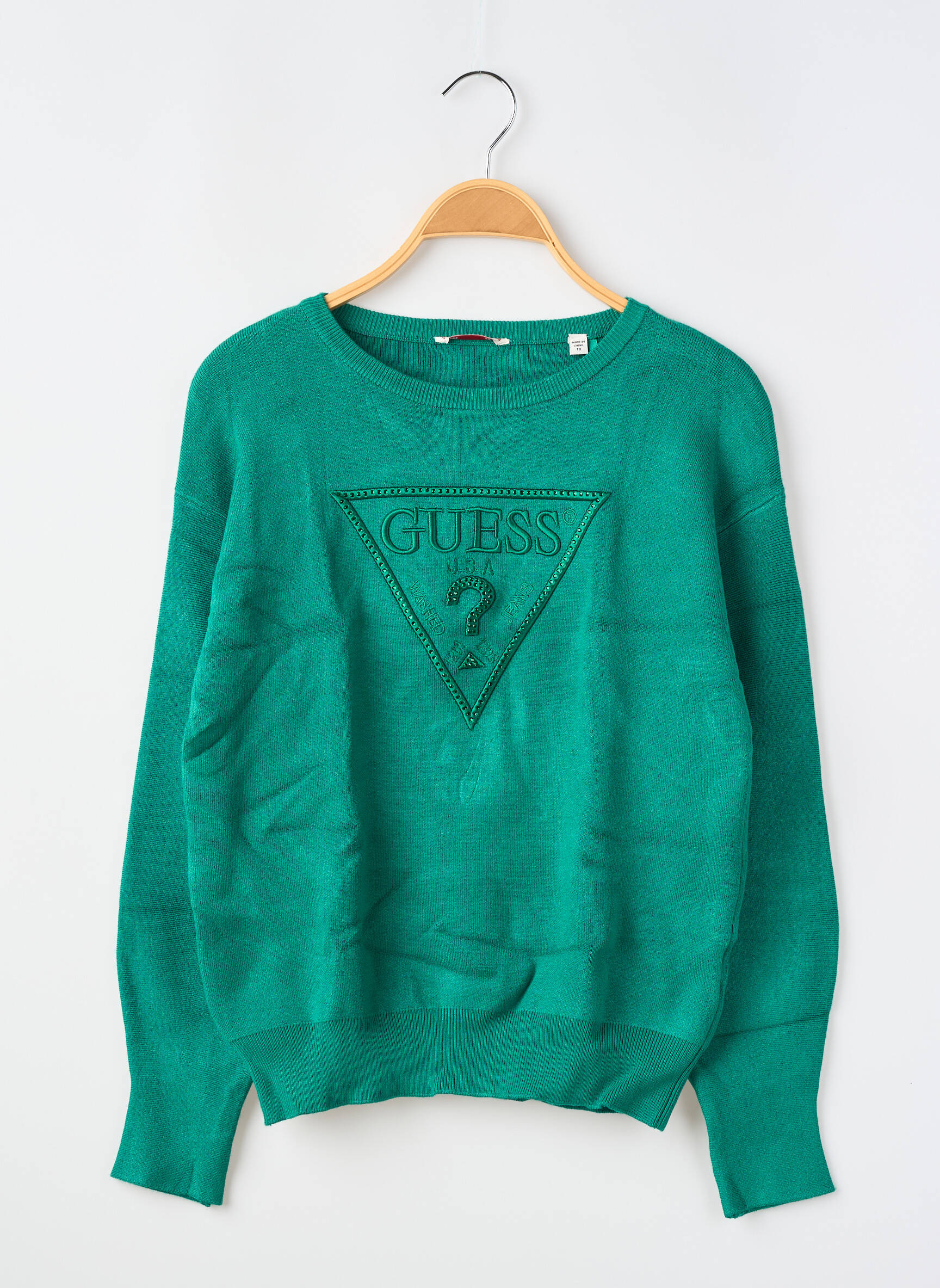 Hanorac broderie mâneci lungi verde GUESS fată