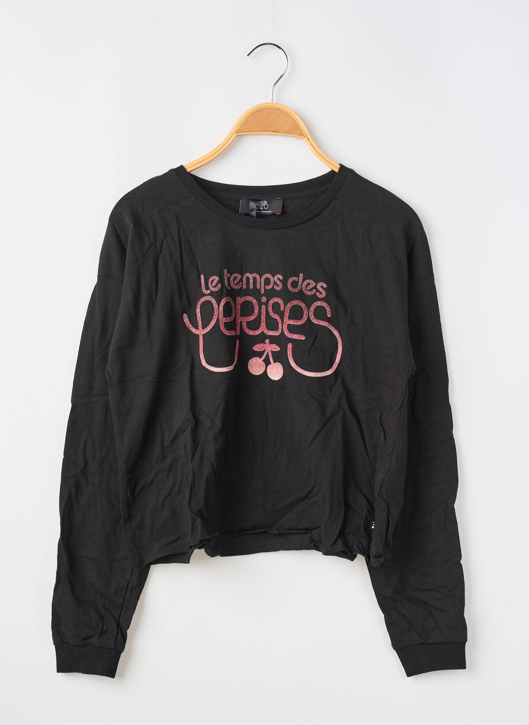 Tricou elasticitate mâneci lungi negru LE TEMPS DES CERISES fată
