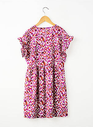 Rochie midi căptușeală mâneci scurte violet LE TEMPS DES CERISES fată